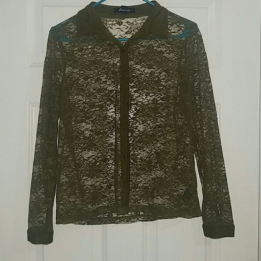 Button Up Lace Blouse